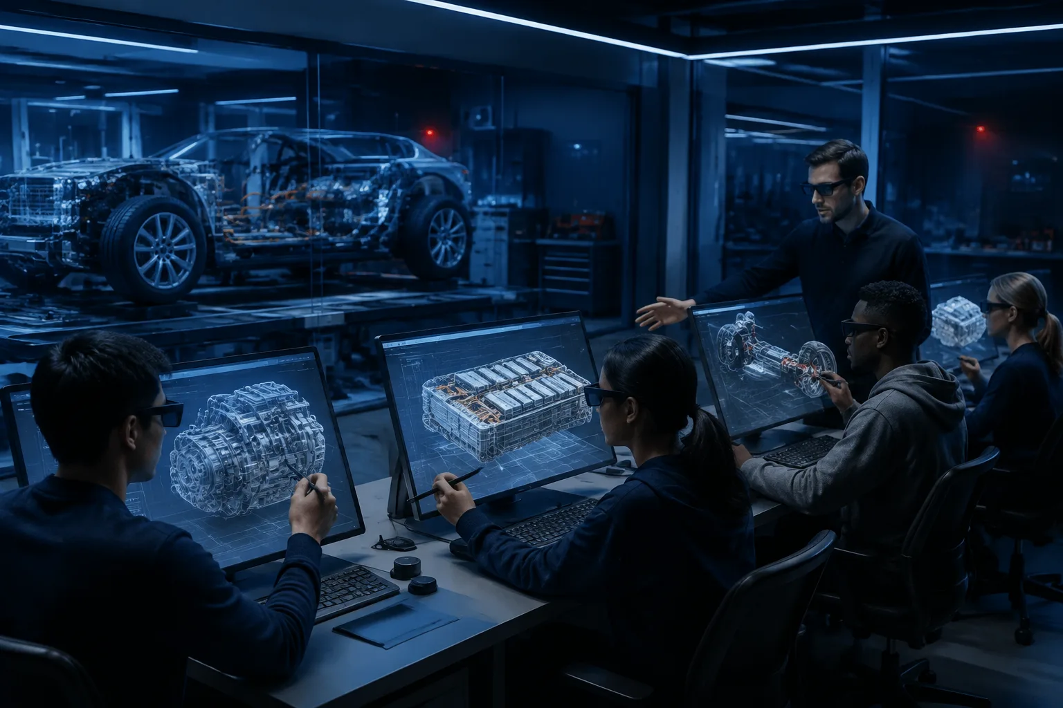 Students using high-fidelity NEV virtual simulation workstations
